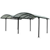 Double Carport Aluminium toit demi rond coloris gris anthracite surface ext. 28,62 m2