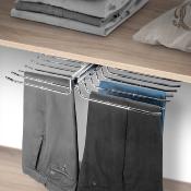 Porte-pantalons double amovible Self pour armoire, Acier et Plastique, Chromé