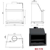 Foyer barbecue  en fonte 70 cm à encastrer avec grille FM série BH-170