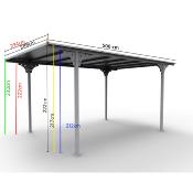 Carport Aluminium toit plat coloris gris anthracite à réduction chaleur surface ext. 14,70 m2