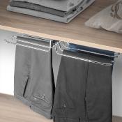 Porte-pantalons double amovible Self pour armoire, Acier et Plastique, Chromé