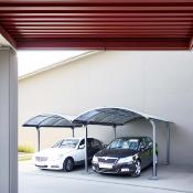 Double Carport Aluminium toit demi rond coloris gris anthracite surface ext. 28,62 m2