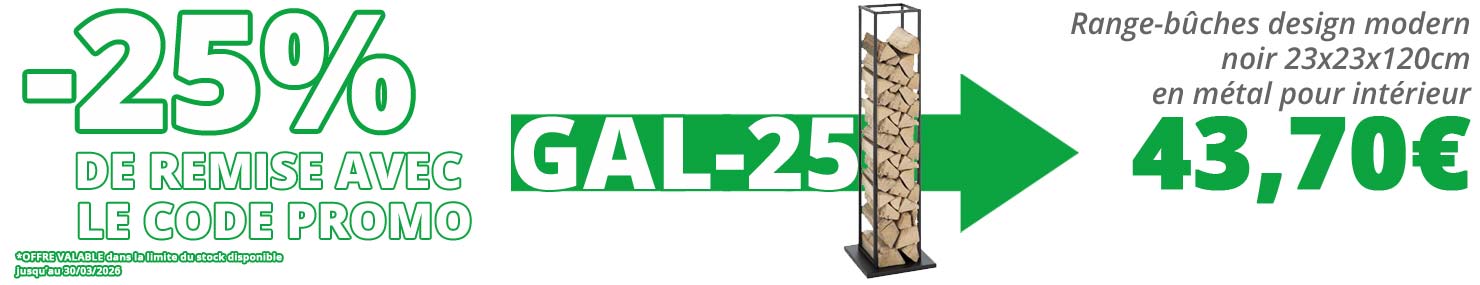 25% de remise sur le range b&ucirc;ches Design noir avec le code promo GAL-25 chez Bricommerce