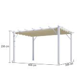 Pergola aluminium structure blanche 12 m² toile d'ombrage