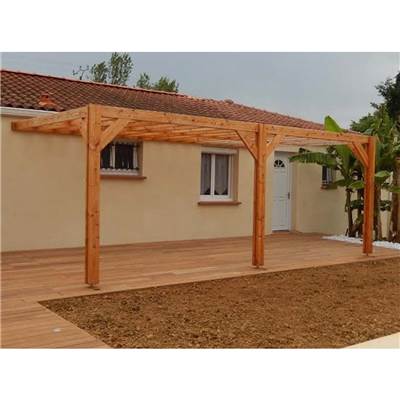 Pergolas Adossée Bois Douglas France Carport-Auvent terrasse 750x300cm H 250cm