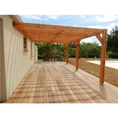 Pergolas Adossée Bois Douglas France Carport-Auvent terrasse 750x450cm H 250cm