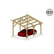 Abri 1 pente Bois Douglas France Carport Auvent voiture 300x600cm H 250cm