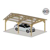 Abri 2 pentes Bois Douglas France Carport Auvent voiture 550x600cm H 250cm