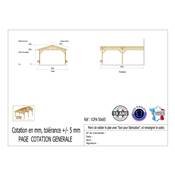 Abri 2 pentes Adossé Bois Douglas France Carport Auvent voiture 500x650cm H 250cm