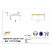 Abri 2 pentes Adossé Bois Douglas France Carport Auvent voiture 600x750cm H 250cm