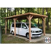 Abri Toit Plat Bois Douglas France Carport Auvent voiture 650x500cm H 250cm