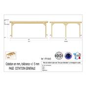 Abri Toit Plat Bois Douglas France Carport Auvent voiture 650x550cm H 250cm