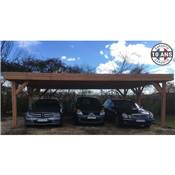 Toit plat independant couverture Bois Douglas France Carport-Auvent terrasse 750x500cm H 250cm