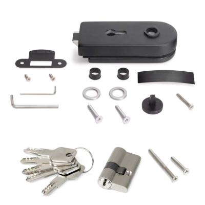 Serrure porte verre cadre bois cylindre clés porte verre 8-12mm acier alu. noir