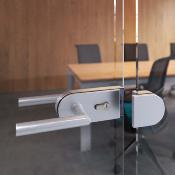 Kit serrure gâche doubles loquet horizontal porte verre 8-12mm acier alu. anodisé mat