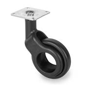 Lot 4 roulettes Hole 2 plétine montage diam. 60mm Acier plastique noir