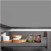 Tiroir ext. Vertex 40kg côtés verre 93mm haut 450mm prof. Acier alu. Verre Anthracite