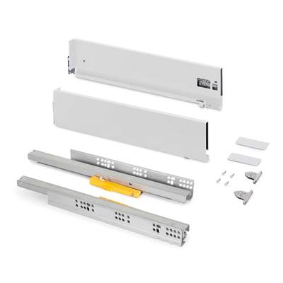 Tiroir ext. Vertex Push Synchro réglages 3D haut. 131mm 40kg prof. 400mm Acier blanc