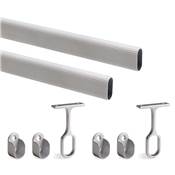 Lot 2 rails d'armoire 1,15 m supports alu. Zamak Anodisé mat