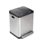 Bac tri sélectif a compartiments Recycle ouverture du couvercle par pédale 2x15L Acier inoxydable