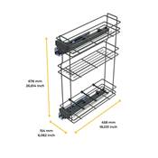 Porte-bouteilles extractible f. amortie gauche 3 plateaux mod. 200mm Acier Anthracite