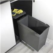 Poubelles recyclage la cuisine 1 x 30L fixation inf. extraction auto. Acier plastique Anthracite