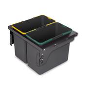 Bac tri sélectif montage latéral sur meuble cuisine Recycle 2x24L Acier plastique Anthracite