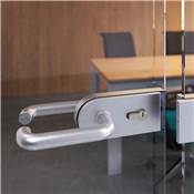 Poignées serrures porte verre intérieur Modèle U alu. Anodisé mat