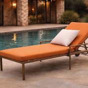 Bain de soleil 1 place 200x80x35cm marron terracota inclinable roulettes