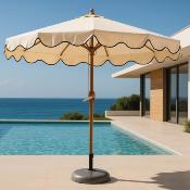 Parasol de jardin droit diamètre 300cm mât 48mm bois tissus beige