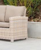 Salon jardin 5 places Sofa 3 places 2 fauteuils table 120x60x46 tressée Naturelle marron