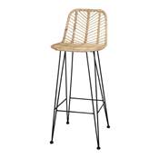 Lot 2 Tabourets hauts rotin style nordique naturel