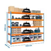 Étagère en métal bleu orange bois 10 étagères 600 kgs dim.3000x1500x600mm sans vis