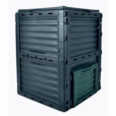 Composteur de jardin 300 litres 61x61xh 83 cm résistant uv intempéries gris foncé