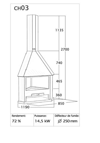 Cheminée de coin avec porte en verre et cadre anthracite 14 Kw FOCGRUP  FOCCH80PCA