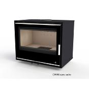 Pack Insert cheminée bois PORTIMAO-C-595-S, 6.5KW, Cadre 4 côtés verre