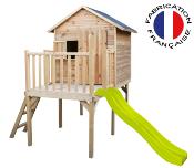 Cabane pour enfants en bois sur pilotis CHARLOTTE,  Dim.308x229x235cm, âges 3 à 12 ans