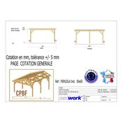 Pergola indépendante Bois Douglas France Carport-Auvent terrasse 650x500cm H 250cm
