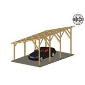 Abri 1 pente Bois Douglas France Carport Auvent voiture 350x1050cm H 250cm