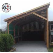 Abri 1 pente Bois Douglas France Carport Auvent voiture 450x1050cm H 250cm