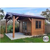 Abri 2 pentes Bois Douglas France Carport Auvent voiture 350x700cm H 250cm