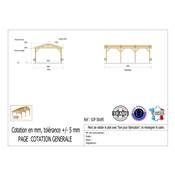 Abri 2 pentes Bois Douglas France Carport Auvent voiture 500x950cm H 250cm