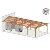 Abri 2 pentes Adossé Bois Douglas France Carport Auvent voiture 300x1150cm H 250cm