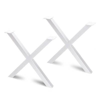 Jeu pieds Cross table larg. 695mm Acier blanc