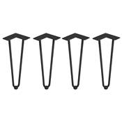 Lot 4 pieds Hairpin 2 s par fils table haut. 400mm Acier noir