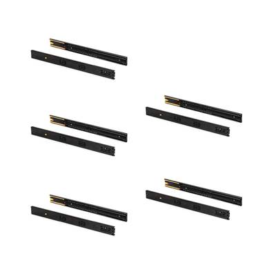 Lot 5 jeux Coulisses tiroirs roulement billes haut. 45mm prof. 550mm sortie totale amortie Noir