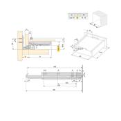 Jeu coulisses invisibles tiroir Silver sortie totale fermeture amortie prof. 440mm Acier Zingué
