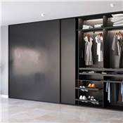 Kit ferrures 2 portes coulissantes armoire fermeture souple rails encastrés 2,35m Anodisé mat