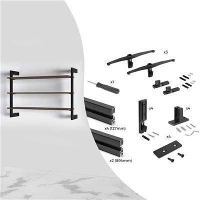 Kit cadre modulaire Zero matériel fixation murale alu. Zamak noir texturé
