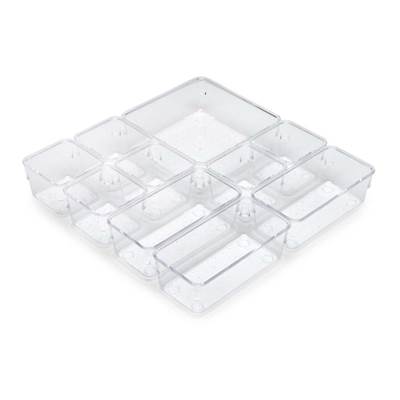 Kit 10 seaux organisateurs Cube tiroirs plastique Transparent